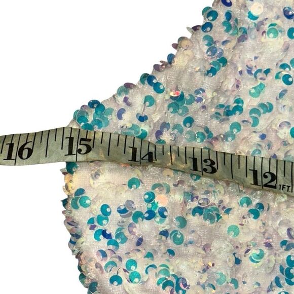 Windsor White iridescent Sequin Spaghetti Strap Mini Bodycon Dress Ladies Small - Picture 10 of 16